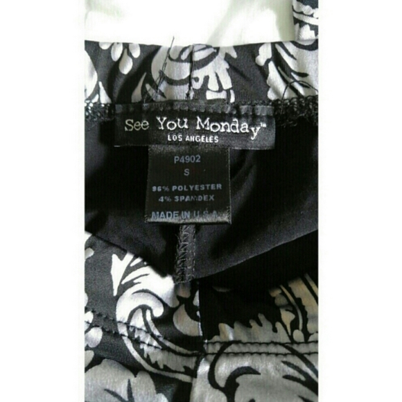 See You Monday Black And Silver Boroque Leggings - Picture 4 of 4